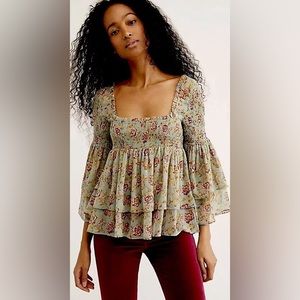 Free People Floral Long Sleeve Top - Multicolor